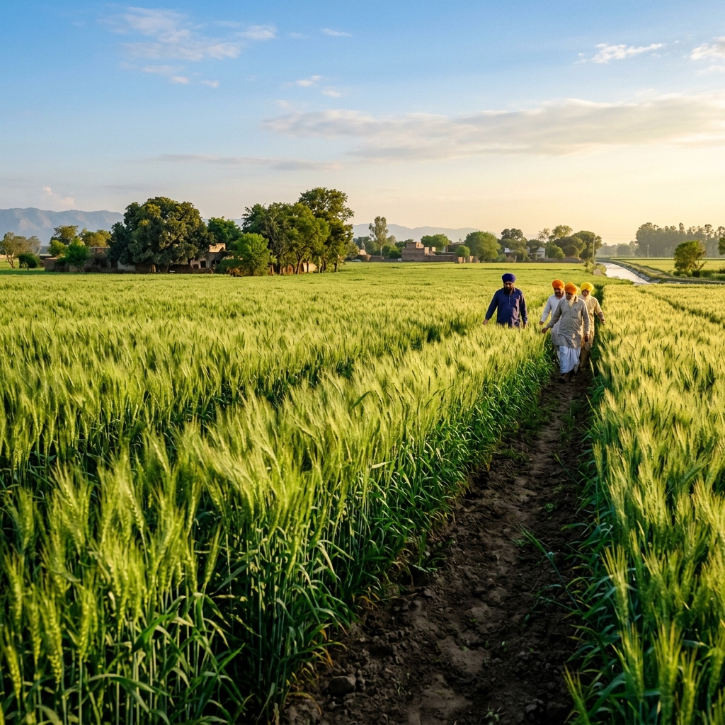 Lush Green Wheat Field in Punjab