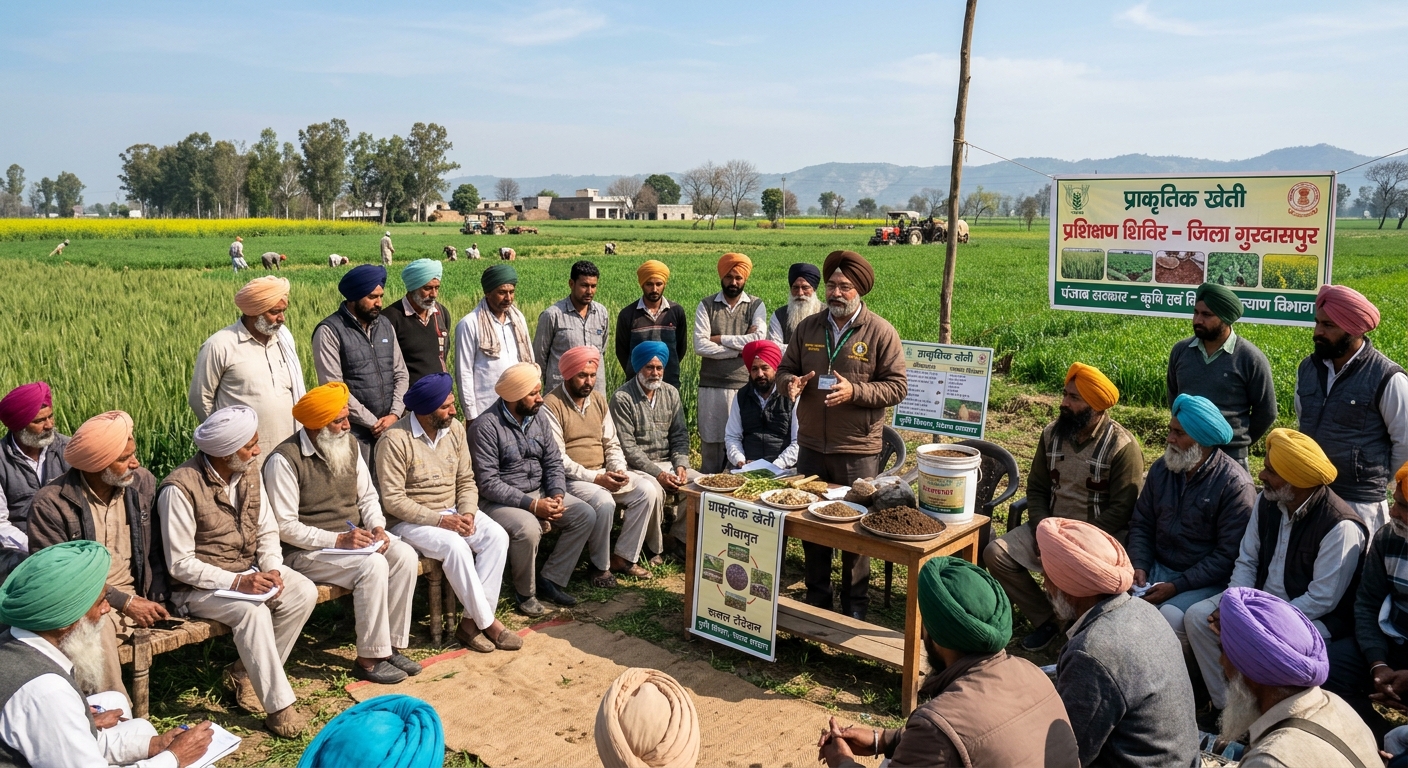 Farmers attending natural farming training