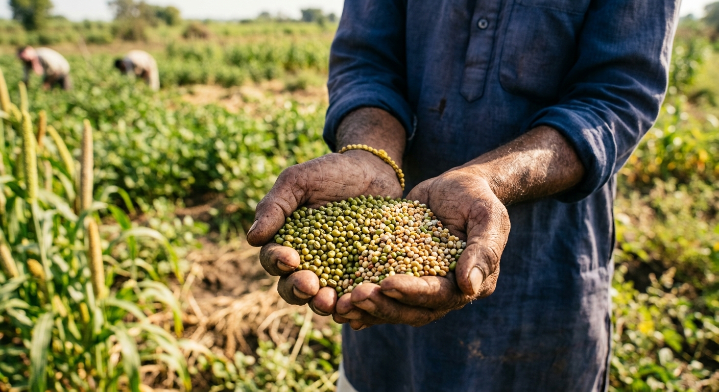 Harvest of organic pulses and millets